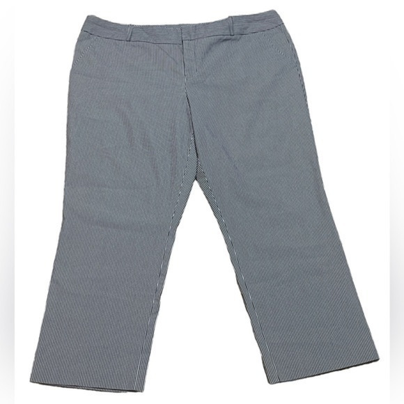 Norma Kamali Striped Ankle Cropped‎ Pants Gray 16 - Picture 1 of 4